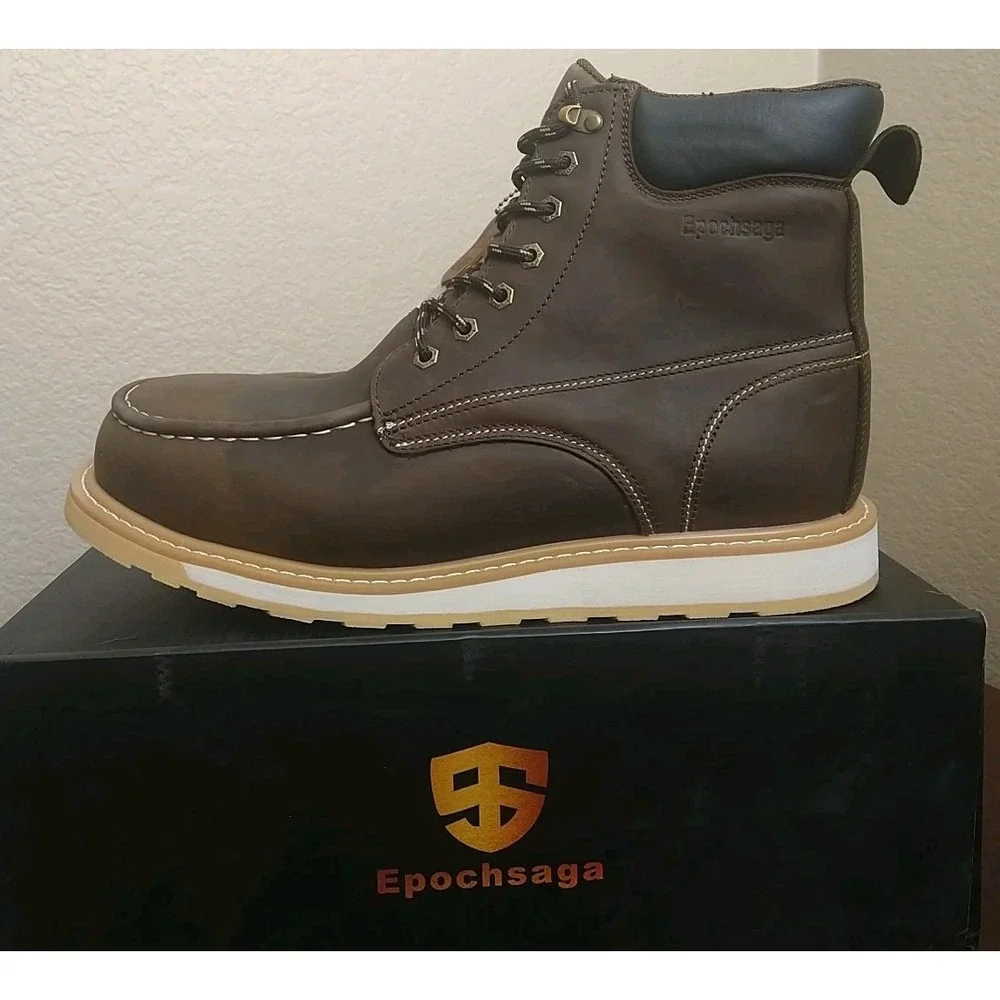 Epochsaga Size 13 Mens Steel Toe Slip Resistant Work Boots- BRAND NEW